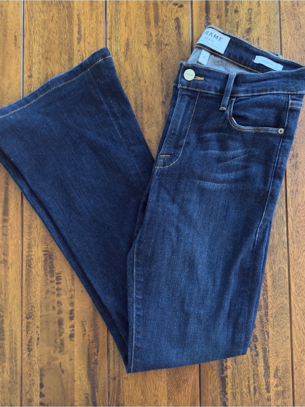 FRAME Denim Le High Flare Jeans Dark Indigo Blue Size 27
